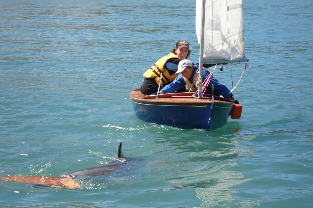 Moko keeps just out of reach with rudder from Awhina Milne & Rian Mayhead - Mahia Regatta © Peter Manson